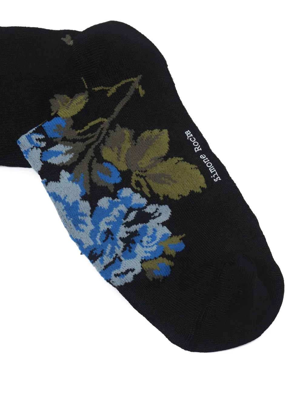 Simone Rocha Floral-print Knee-high Socks In Black
