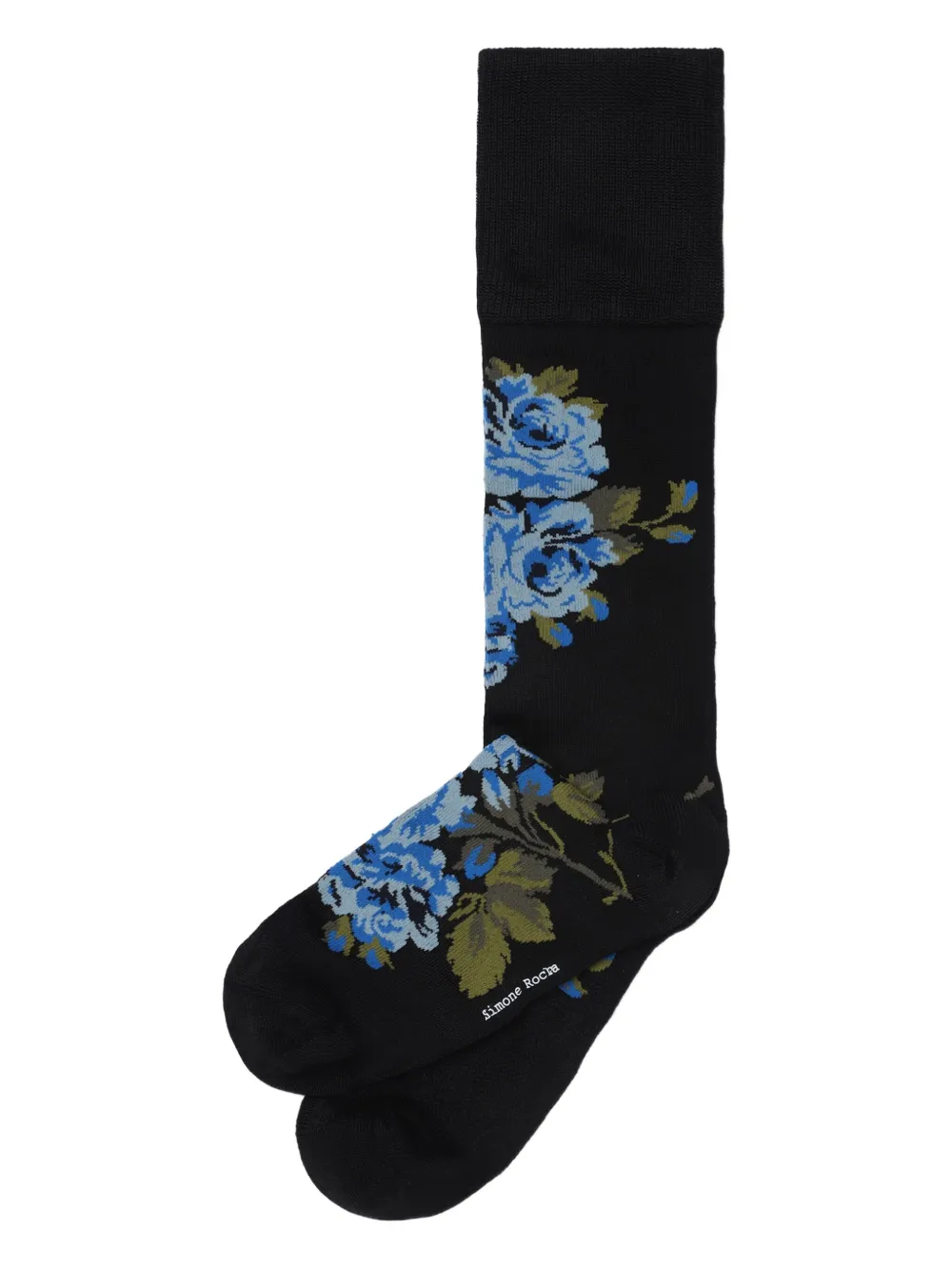 Simone Rocha floral-print knee-high socks - Nero