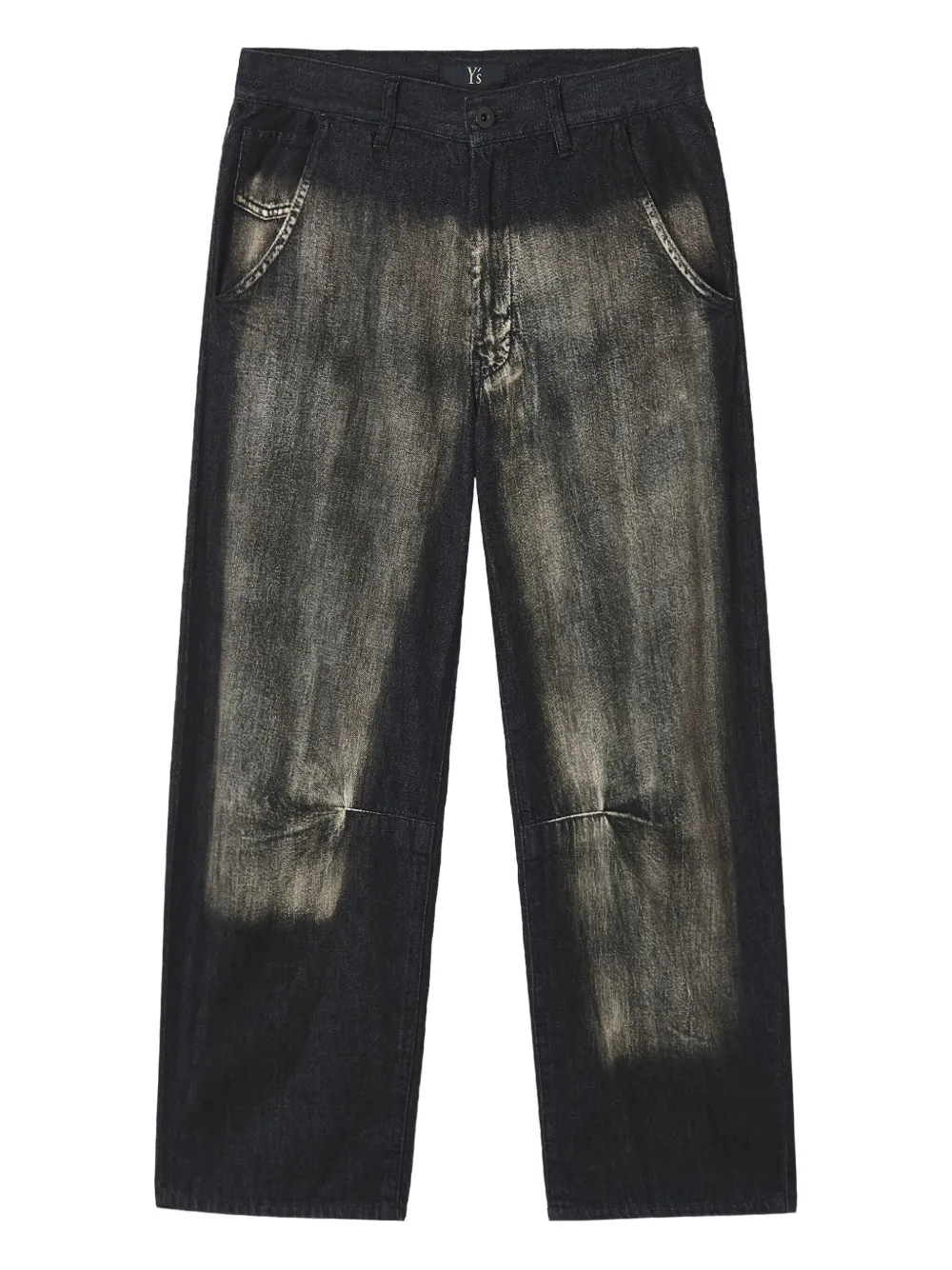 Y's bleached knee-patch jeans | Black | Image 1