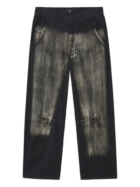 Y's bleached knee-patch jeans