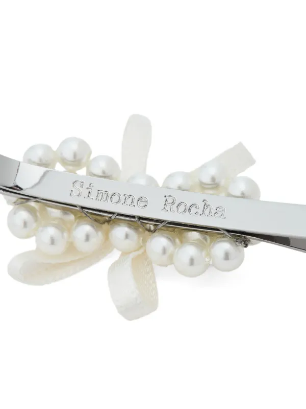 Simone Rocha x  パールリボンブローチ Simone Rocha Pearl Bow Hair Clip | White | FARFETCH AO