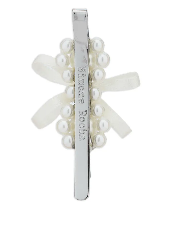 Simone Rocha Pearl Bow Hair Clip | White | FARFETCH AO