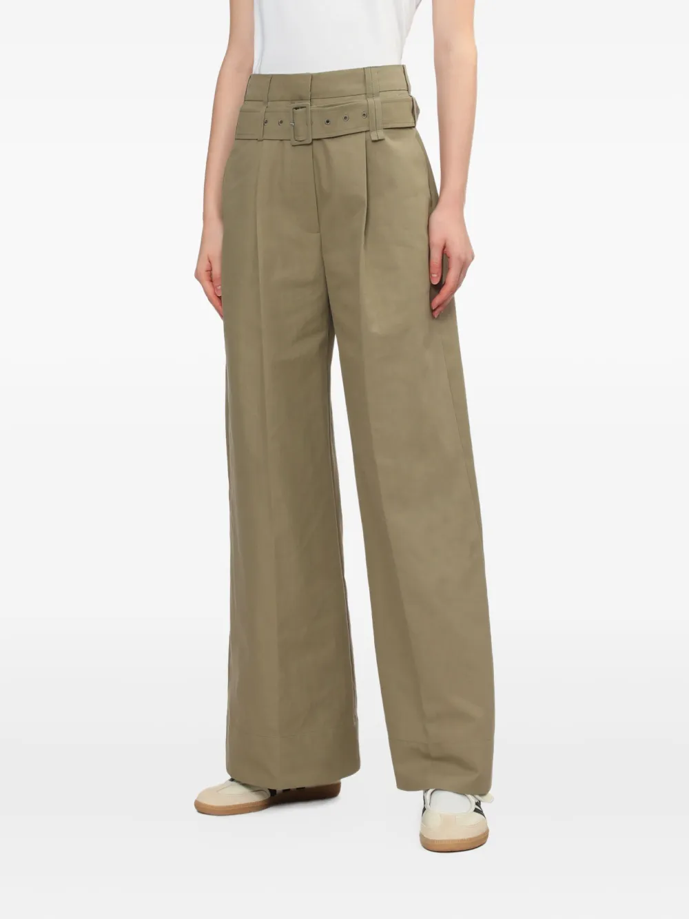 Simone Rocha Belted Pleated Trousers In Green