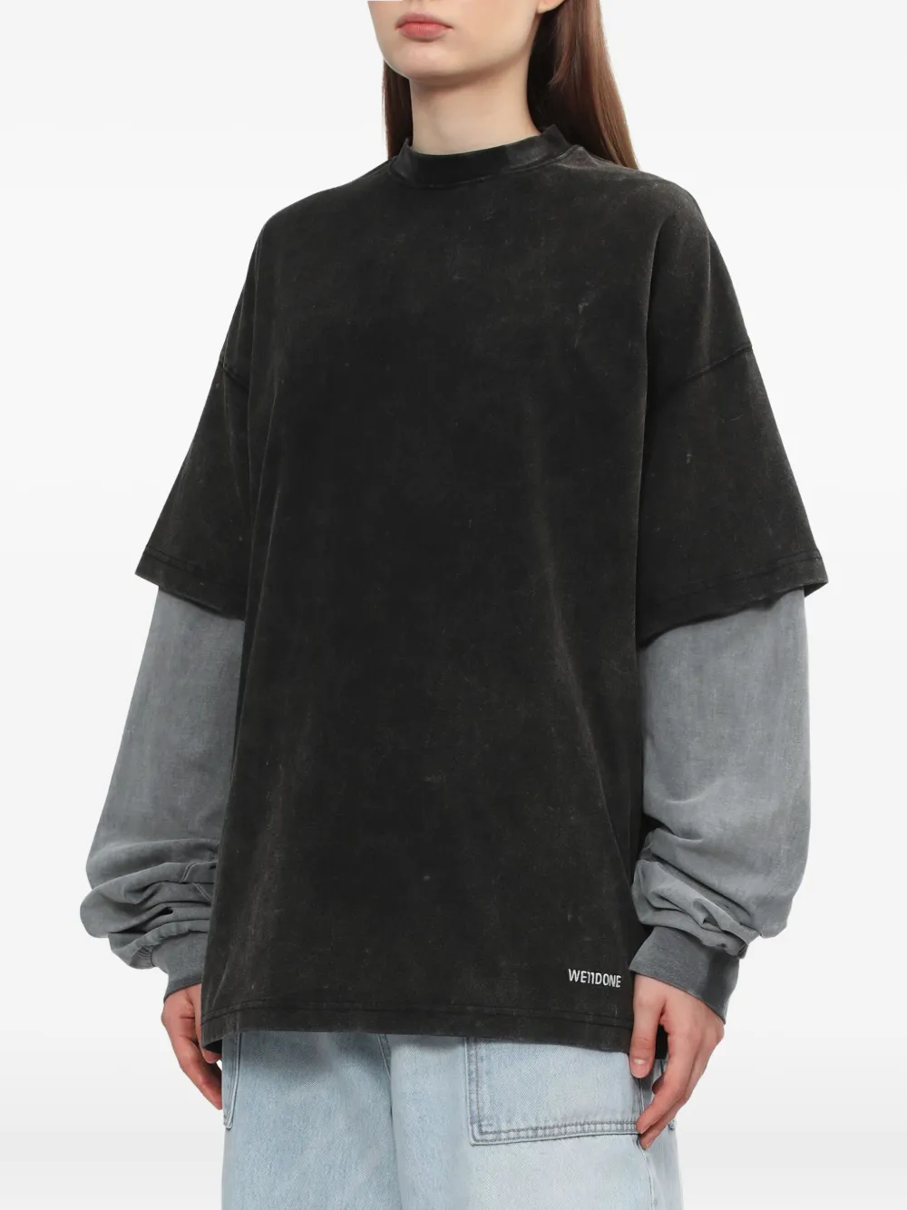 We11done Gelaagde katoenen top Grijs