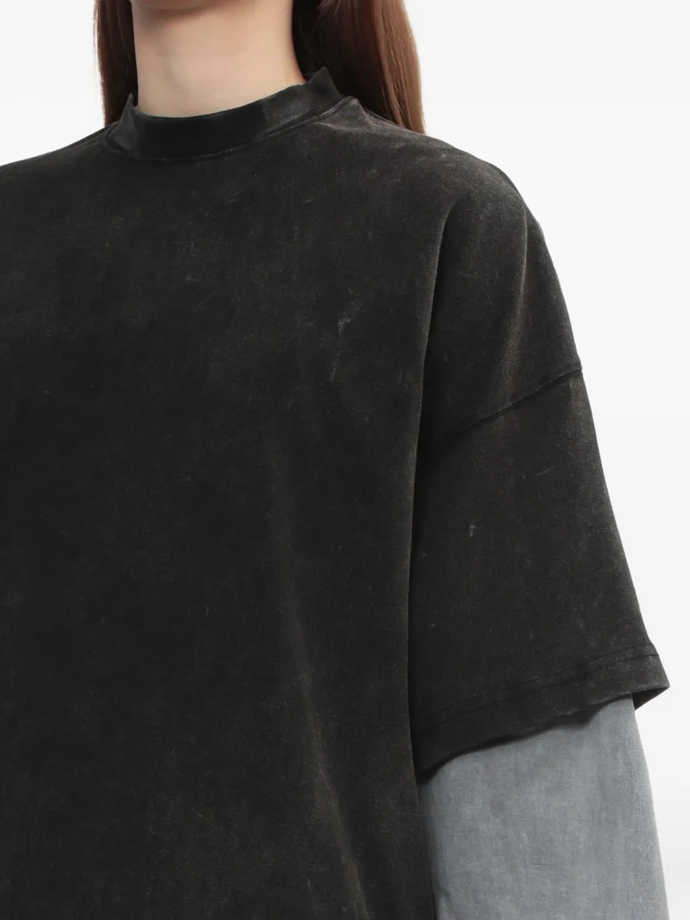 We11done Gelaagde katoenen top Grijs