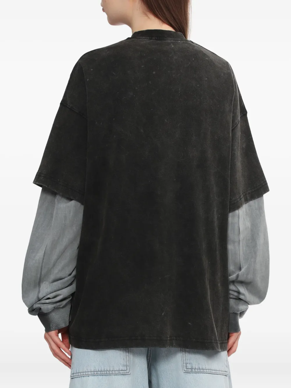 We11done Gelaagde katoenen top Grijs