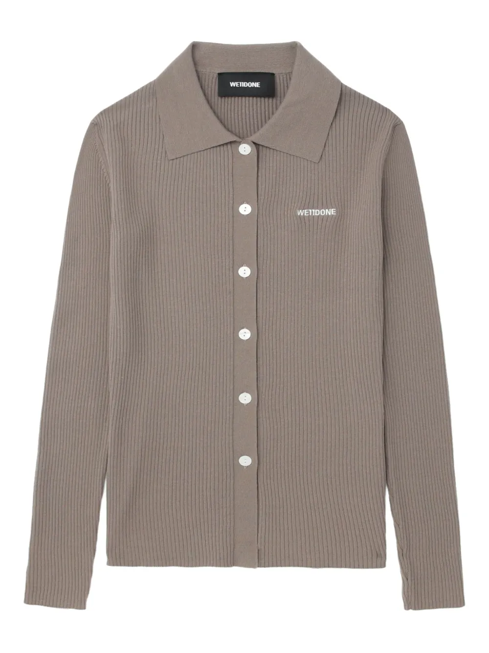 We11done ribbed polo-neck cardigan - ブラウン We11done ribbed polo-neck cardigan - ブラウン