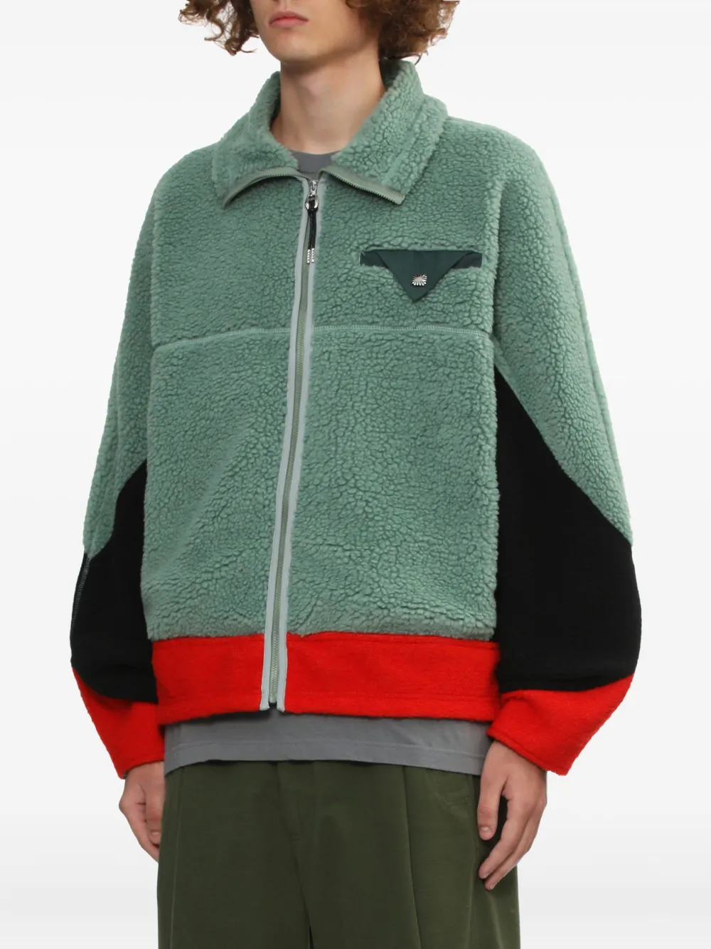 Toga Colour-block Fleece Jacket In Green