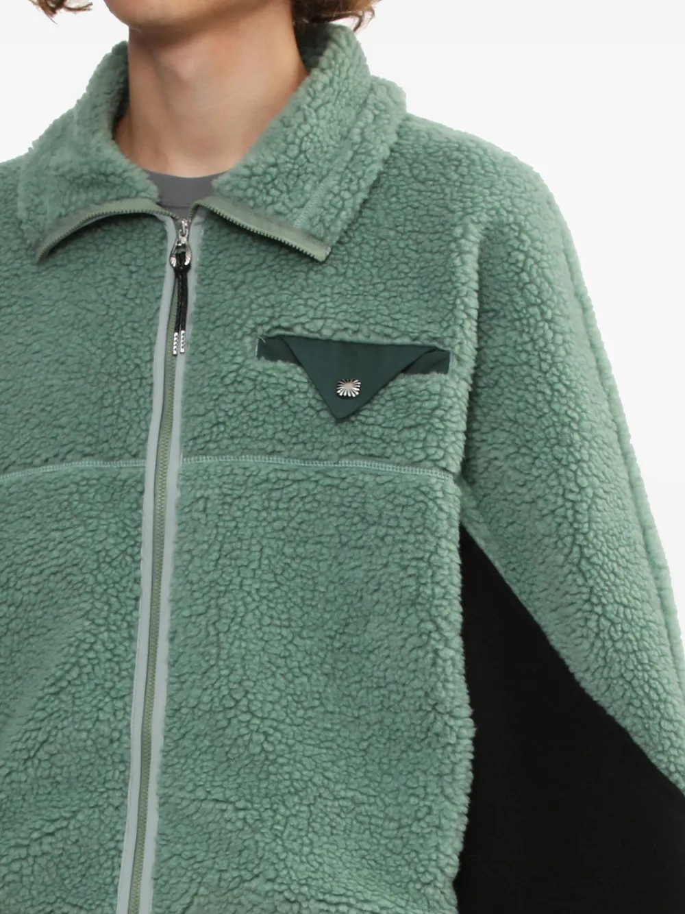 Toga Colour-block Fleece Jacket In Green