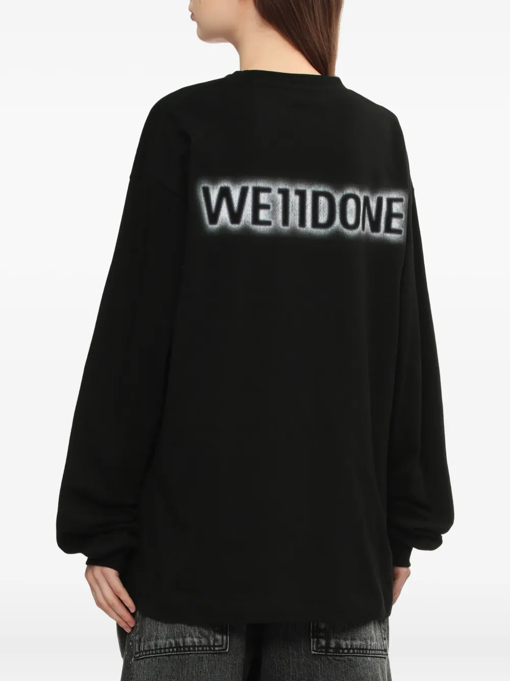We11 Done Teddy-print Long-sleeve Top In Black
