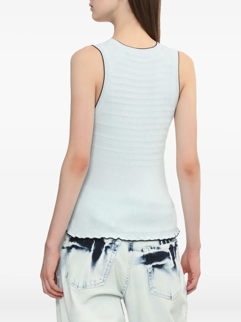 Proenza Schouler White Label Ribgebreide top met gewelfde afwerking Blauw
