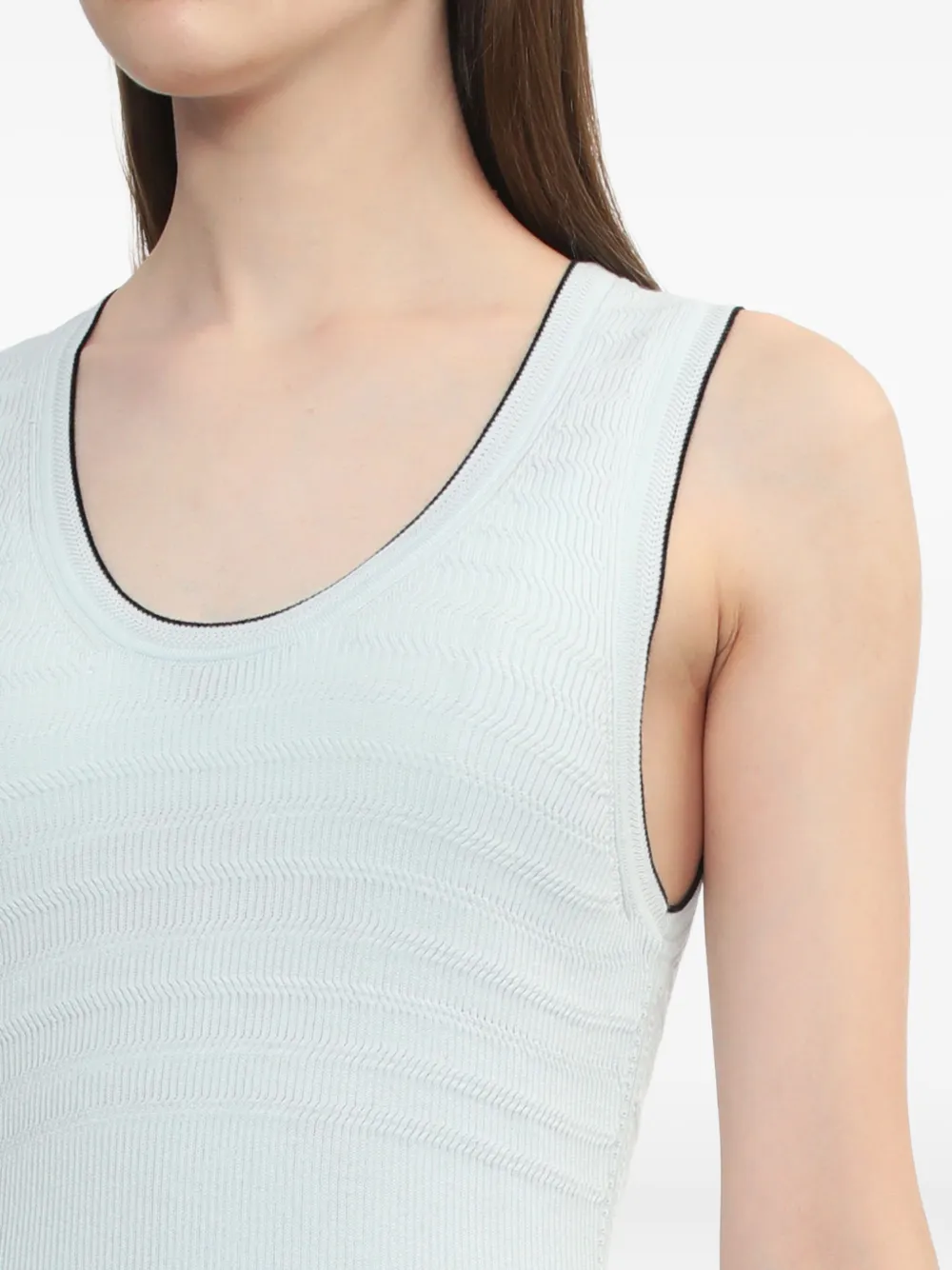 Proenza Schouler White Label Ribgebreide top met gewelfde afwerking Blauw