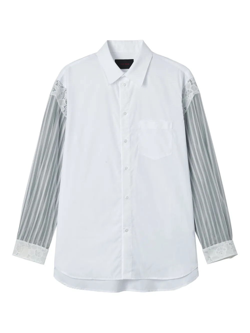 Simone Rocha lace-trimmed striped-sleeve shirt | Blue | Image 1