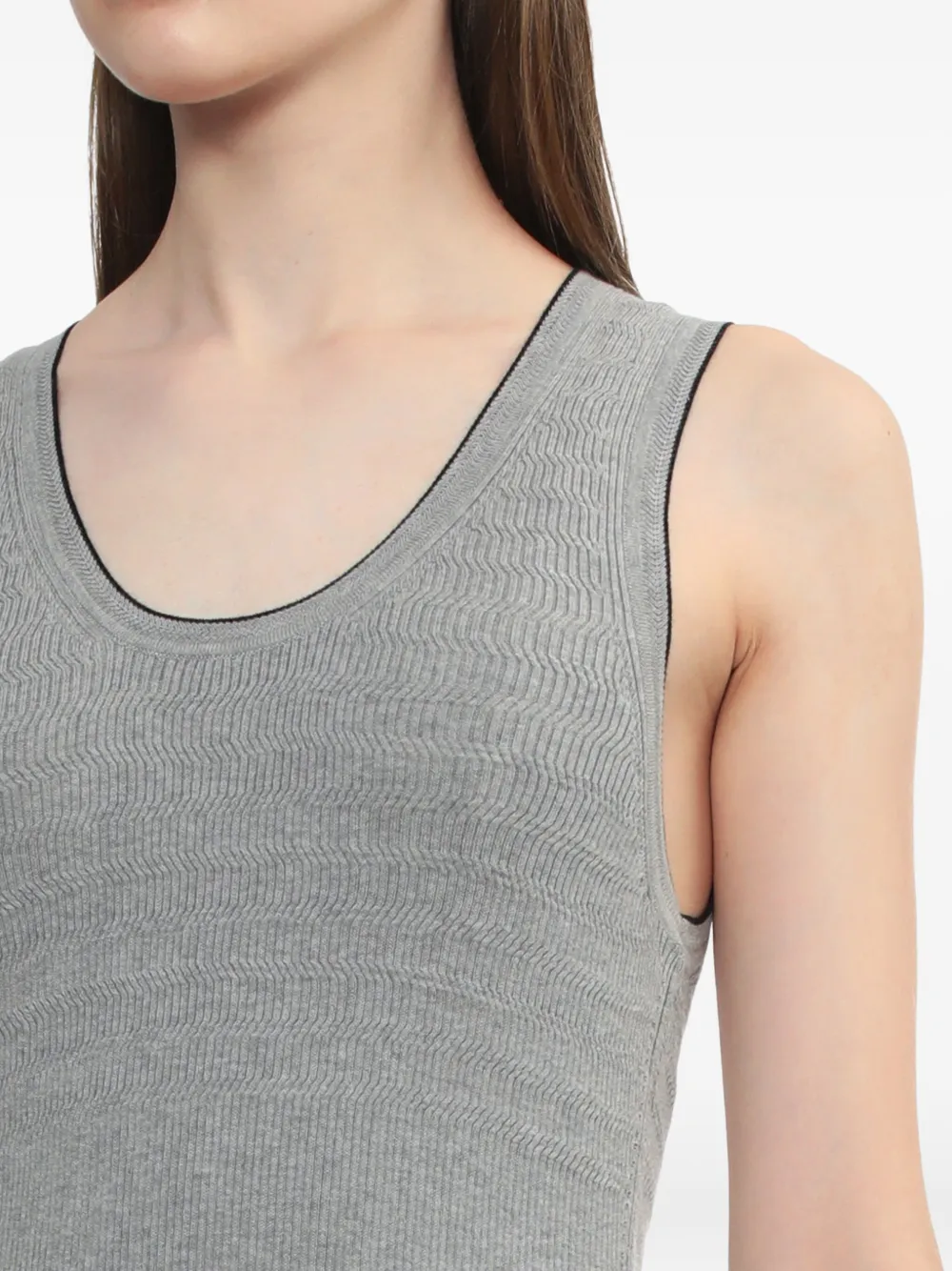 Proenza Schouler White Label Ribgebreide tanktop met ruches Grijs