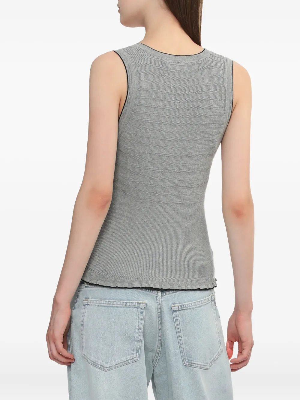 Proenza Schouler White Label Ribgebreide tanktop met ruches Grijs