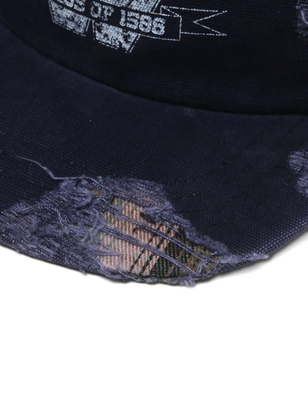We11 Done Distressed Logo Cap In Blue