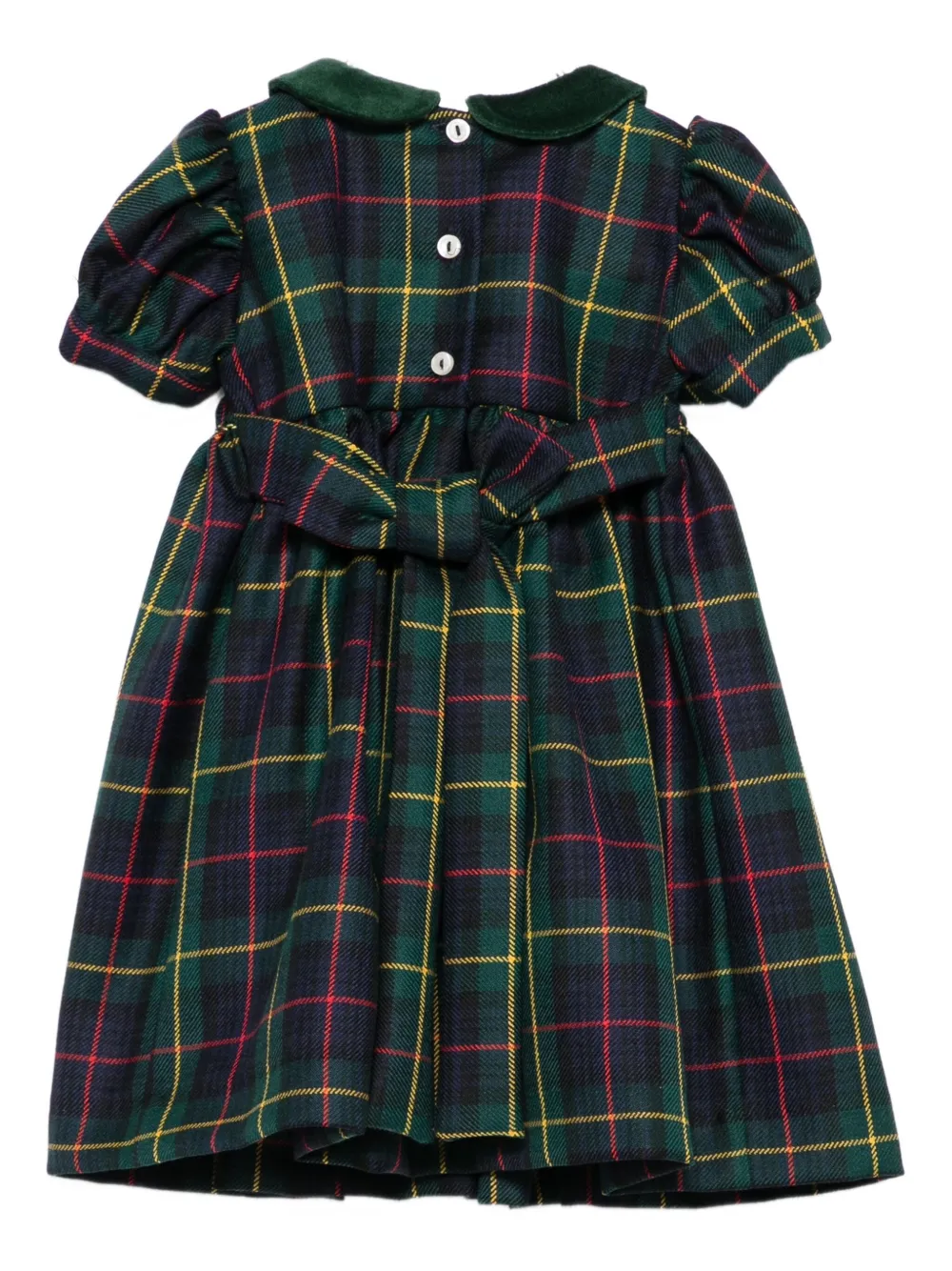 Mariella Ferrari collared smocking-panel dress - Groen