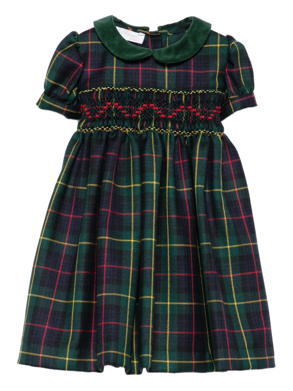 Mariella Ferrari collared smocking-panel dress | Green | Image 1