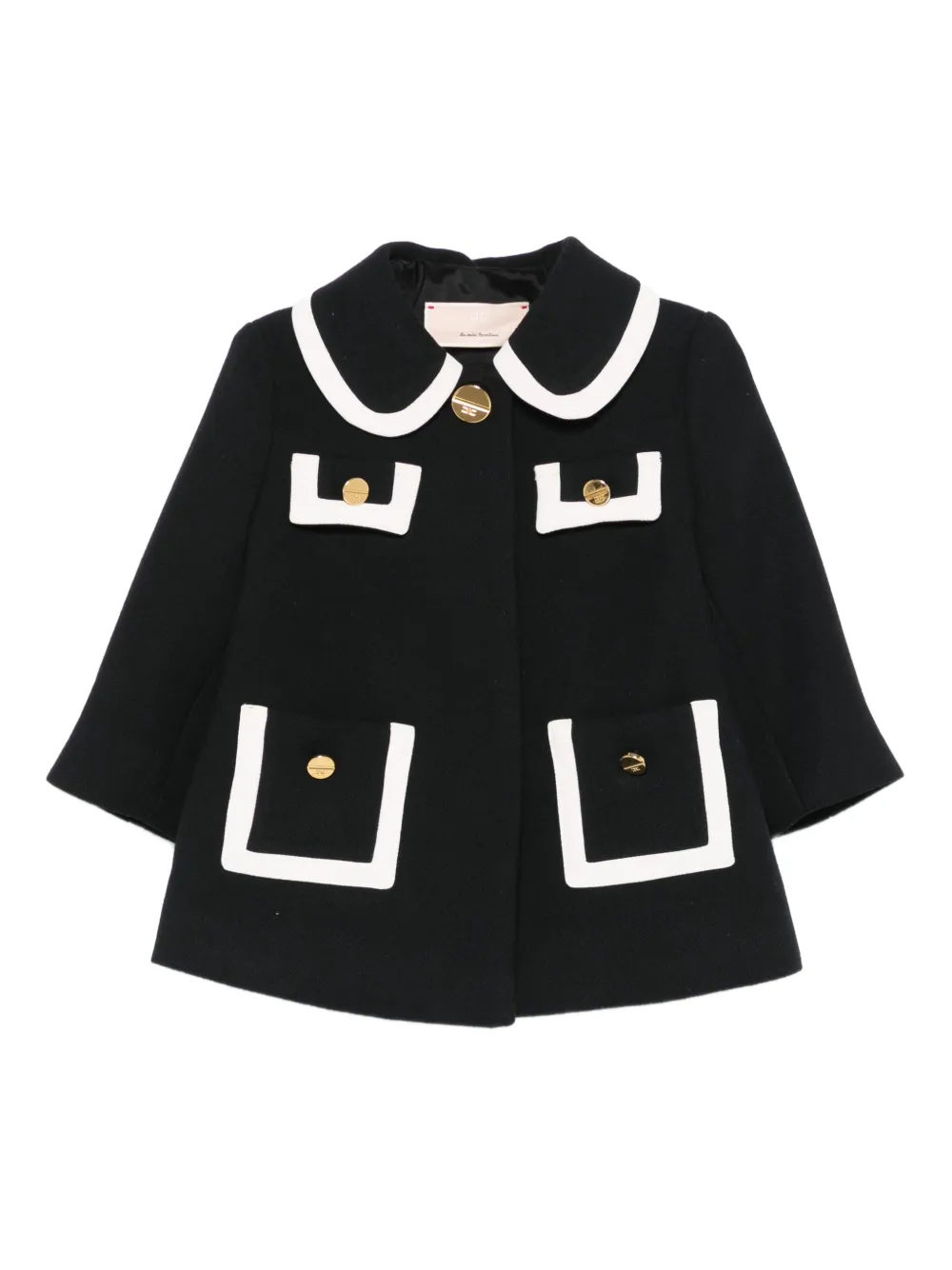 Elisabetta Franchi La Mia Bambina Peter-Pan-collar button coat | Black | Image 1
