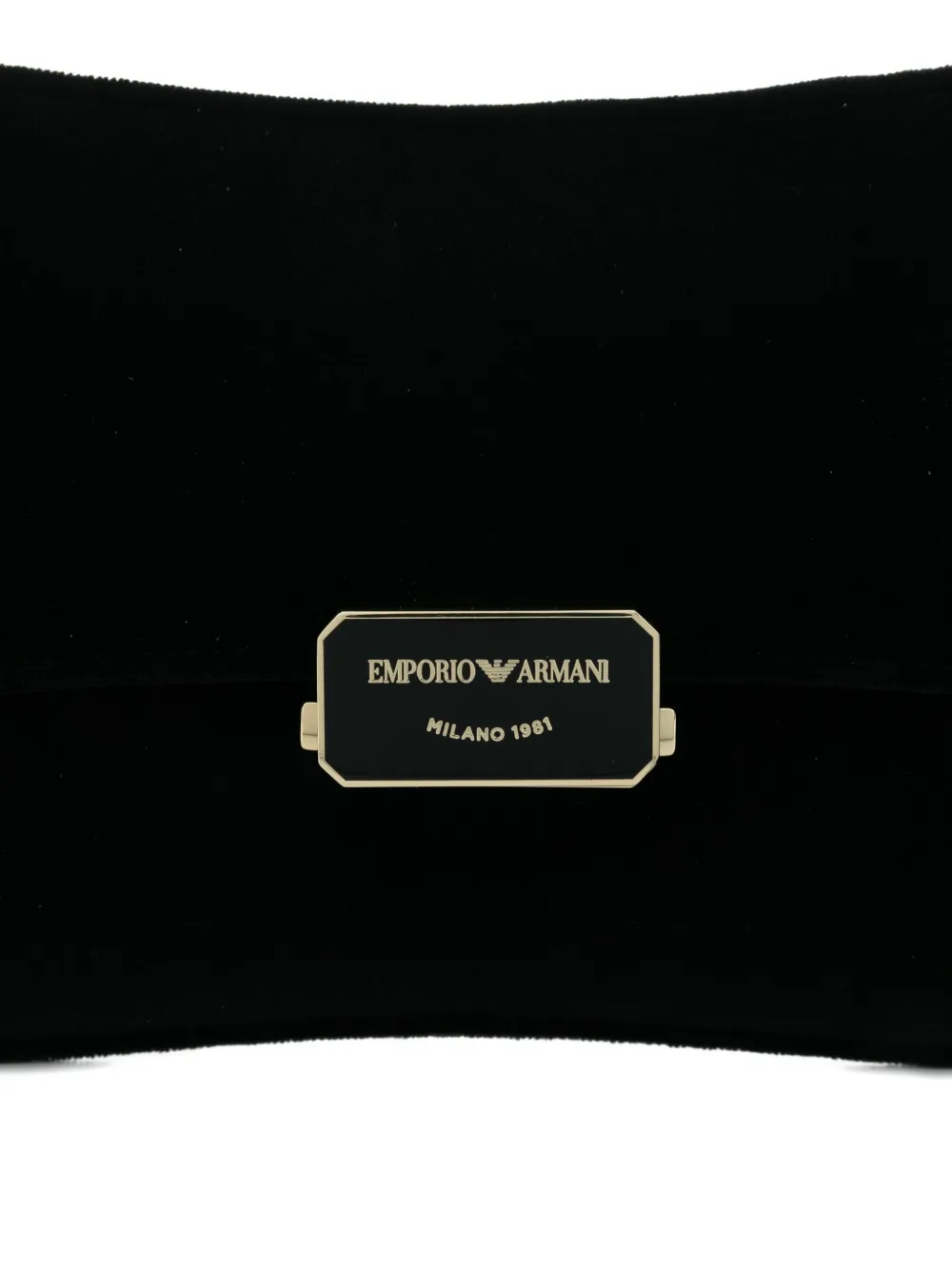 Emporio Armani Velvet Flap Cluth Bag In Black