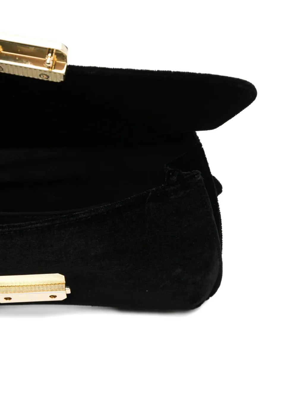 Emporio Armani Velvet Flap Cluth Bag In Black