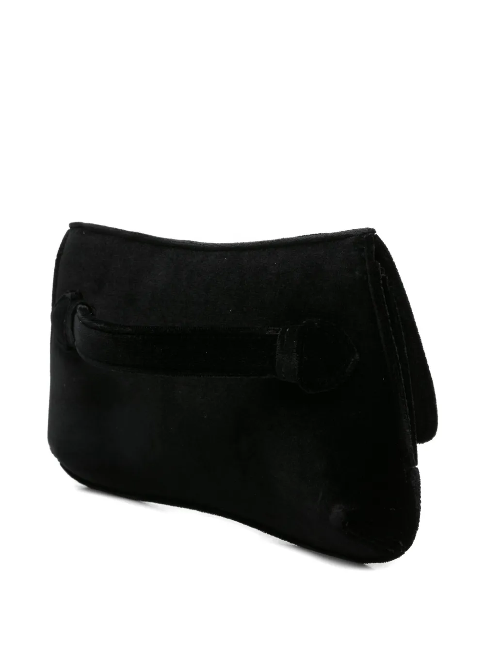 Emporio Armani Velvet Flap Cluth Bag In Black