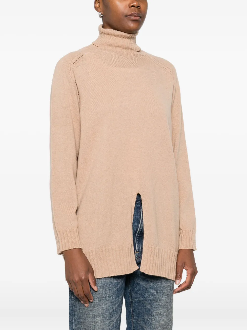 Twinset Long-sleeve Turtleneck Sweater In Neutral