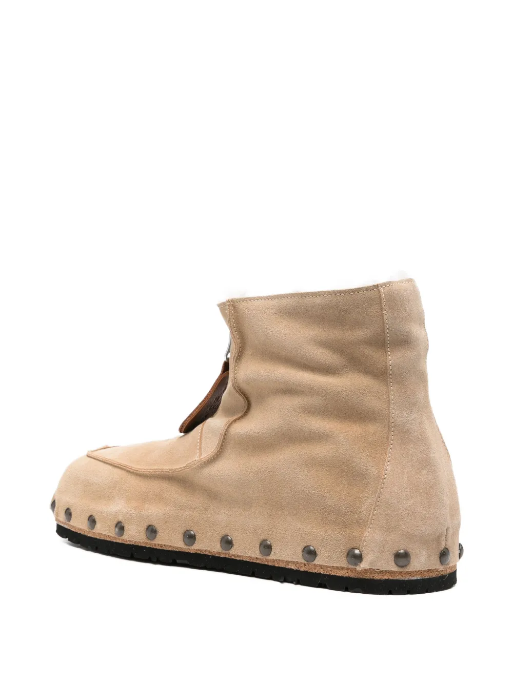 Magliano Zip-front Studded Suede Boots In Neutral