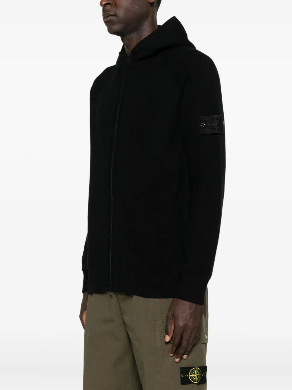 Stone Island Hoodie met rits Zwart