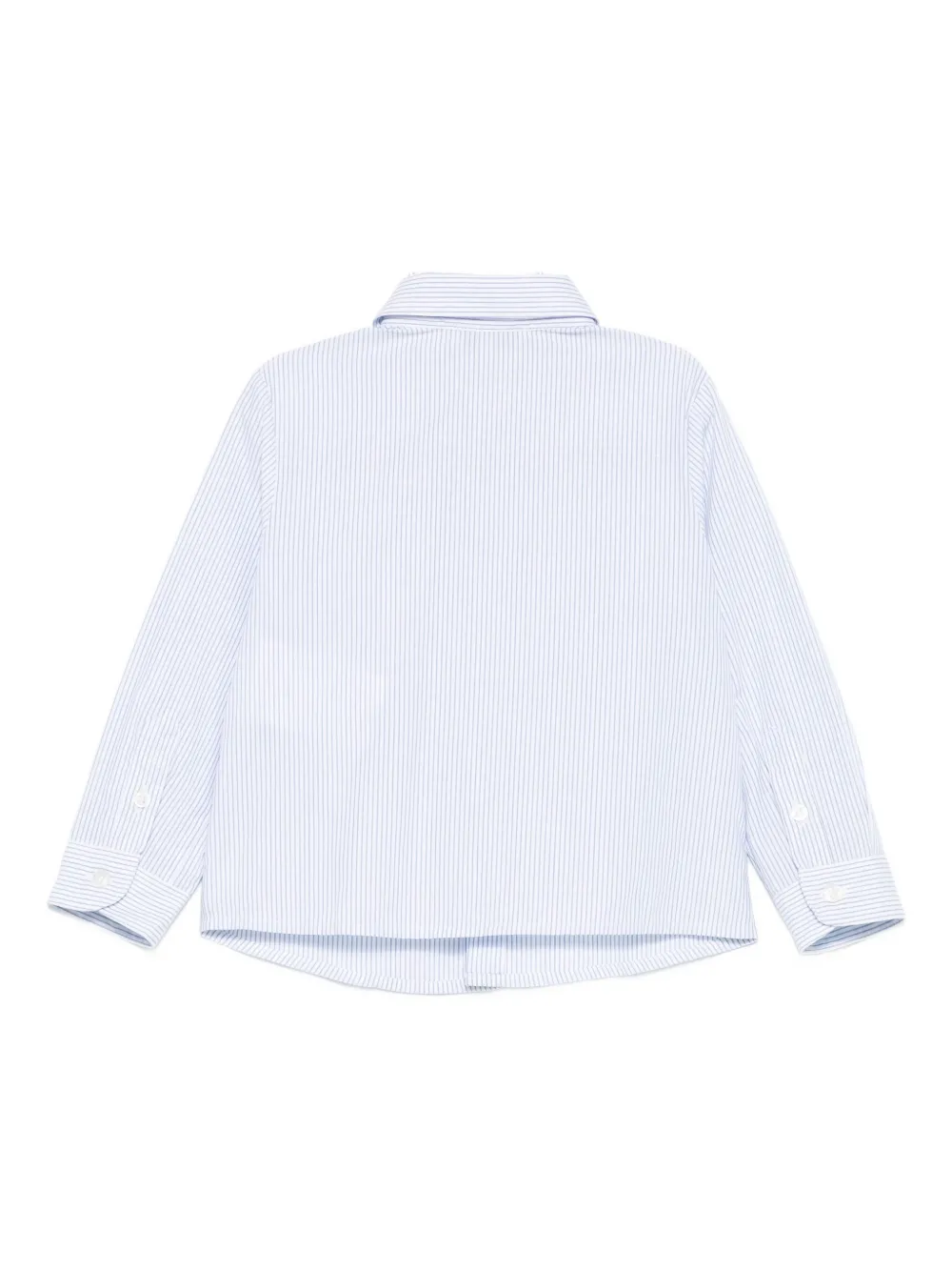 Emporio Armani Stripe-embroidered Cotton Shirt In Blue