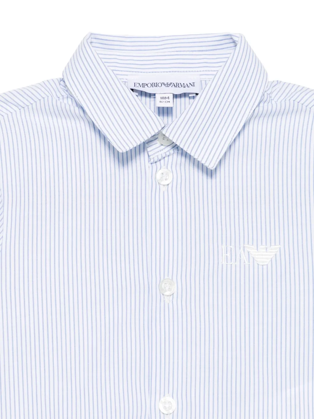 Emporio Armani Kids Gestreept shirt met geborduurd logo Blauw
