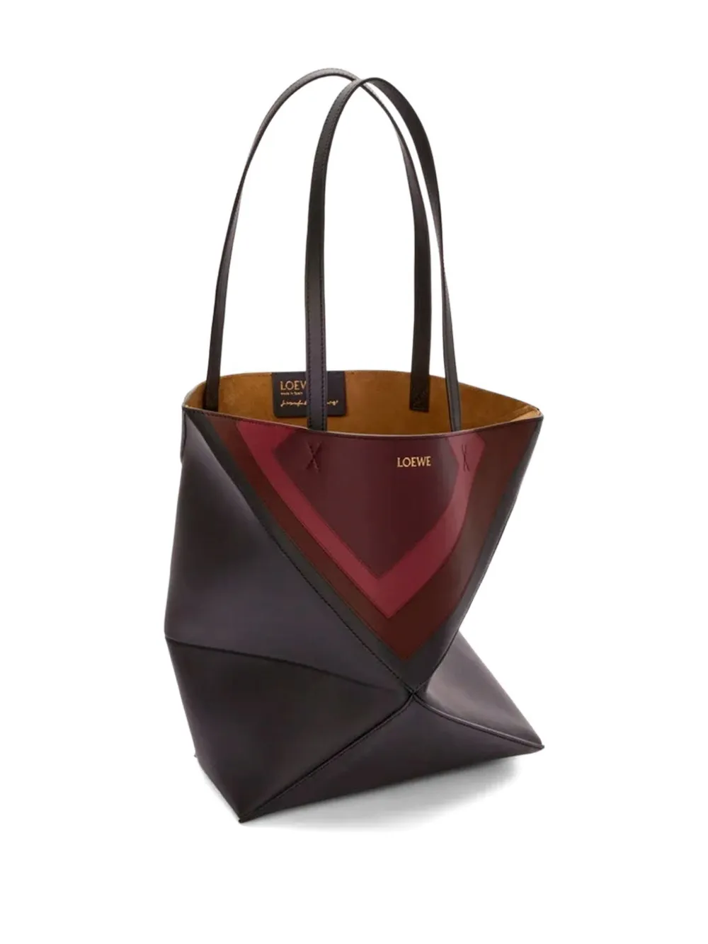 Loewe X Albers Medium Leather Puzzle Fold Tote Bag In Black