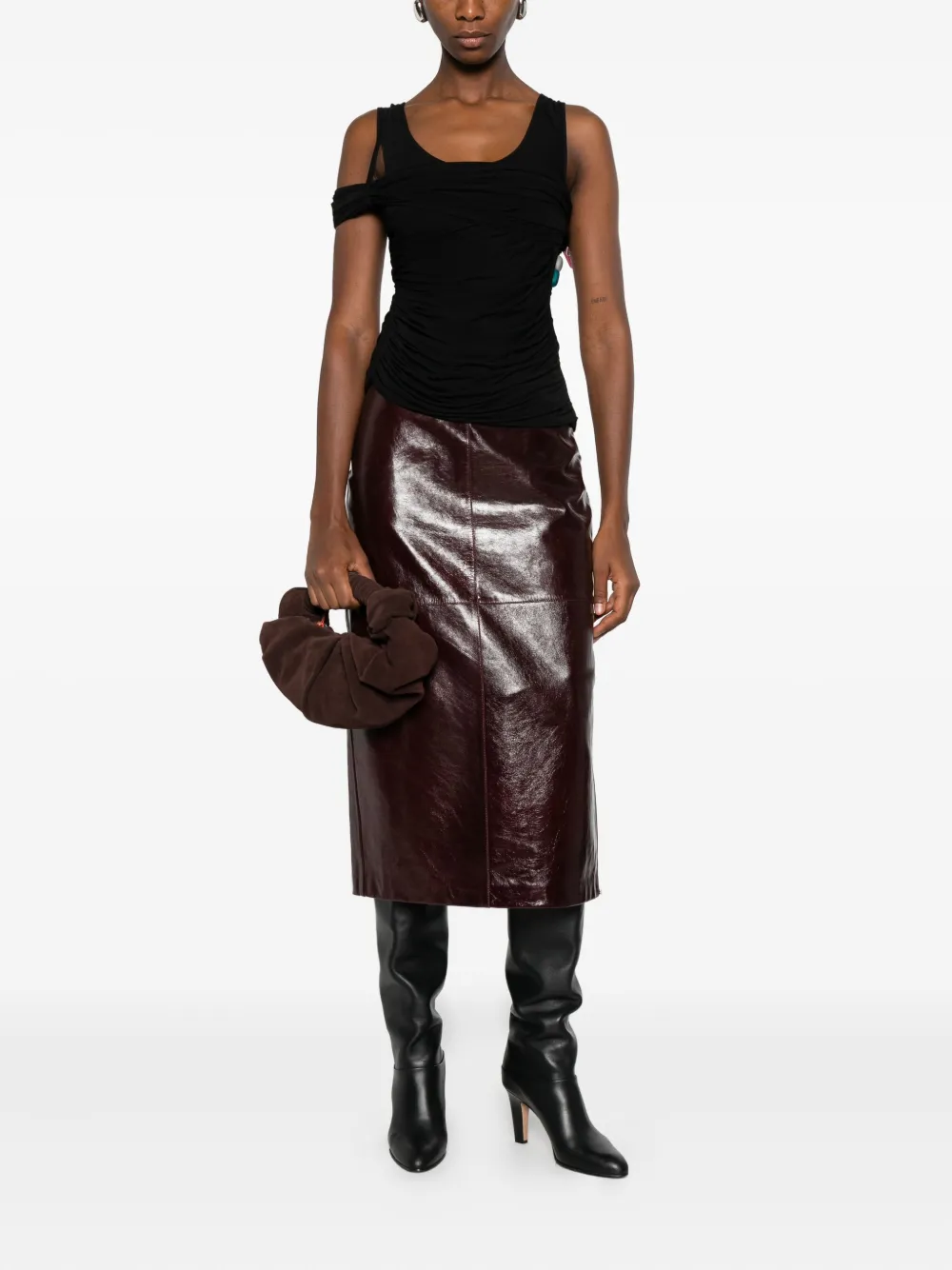 Christopher Esber draped asymmetric top - Zwart