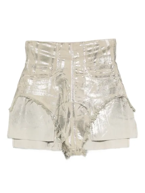 Rick Owens DRKSHDW shorts metalizados con bordes deshilachados