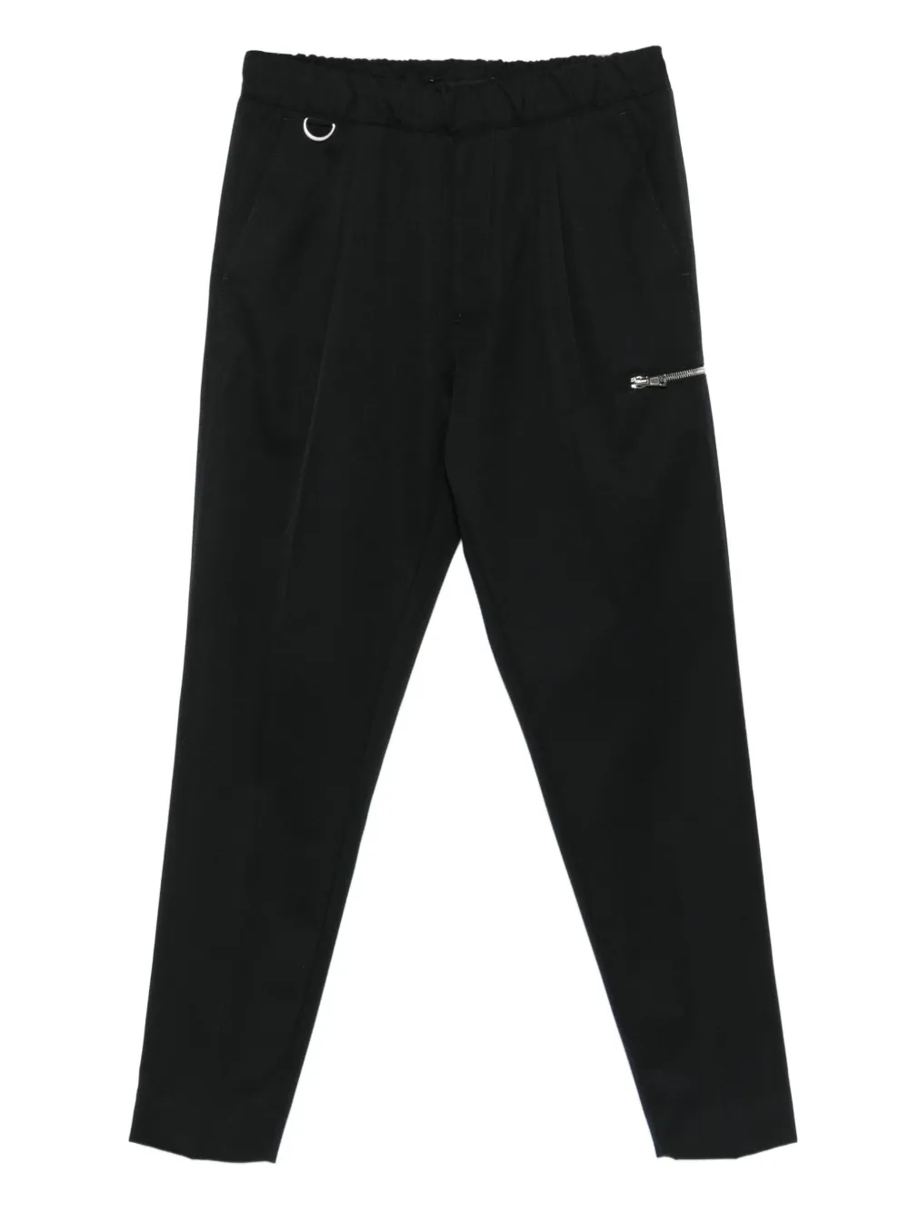 Low Brand ring-detail elasticated straight-leg trousers - ブラック Low Brand ring-detail elasticated straight-leg trousers - ブラック