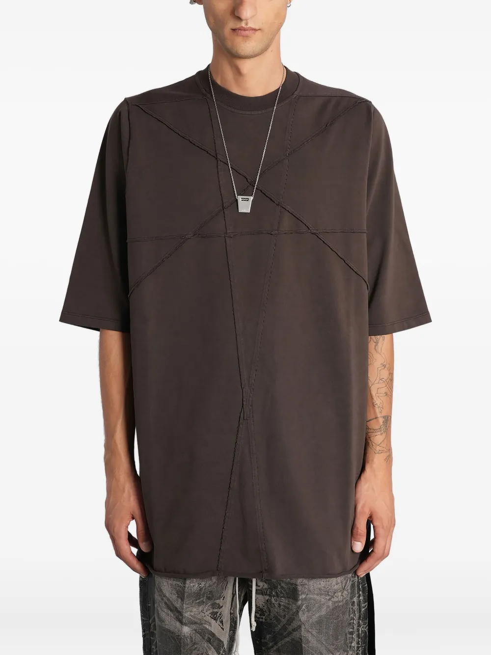 Rick Owens DRKSHDW playera con detalle de costuras | marrón | Image 1