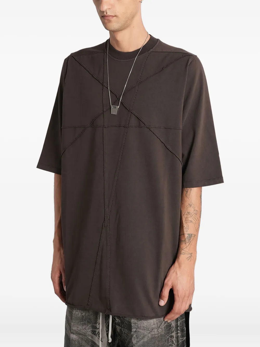 Rick Owens DRKSHDW T-shirt met afwerking Bruin