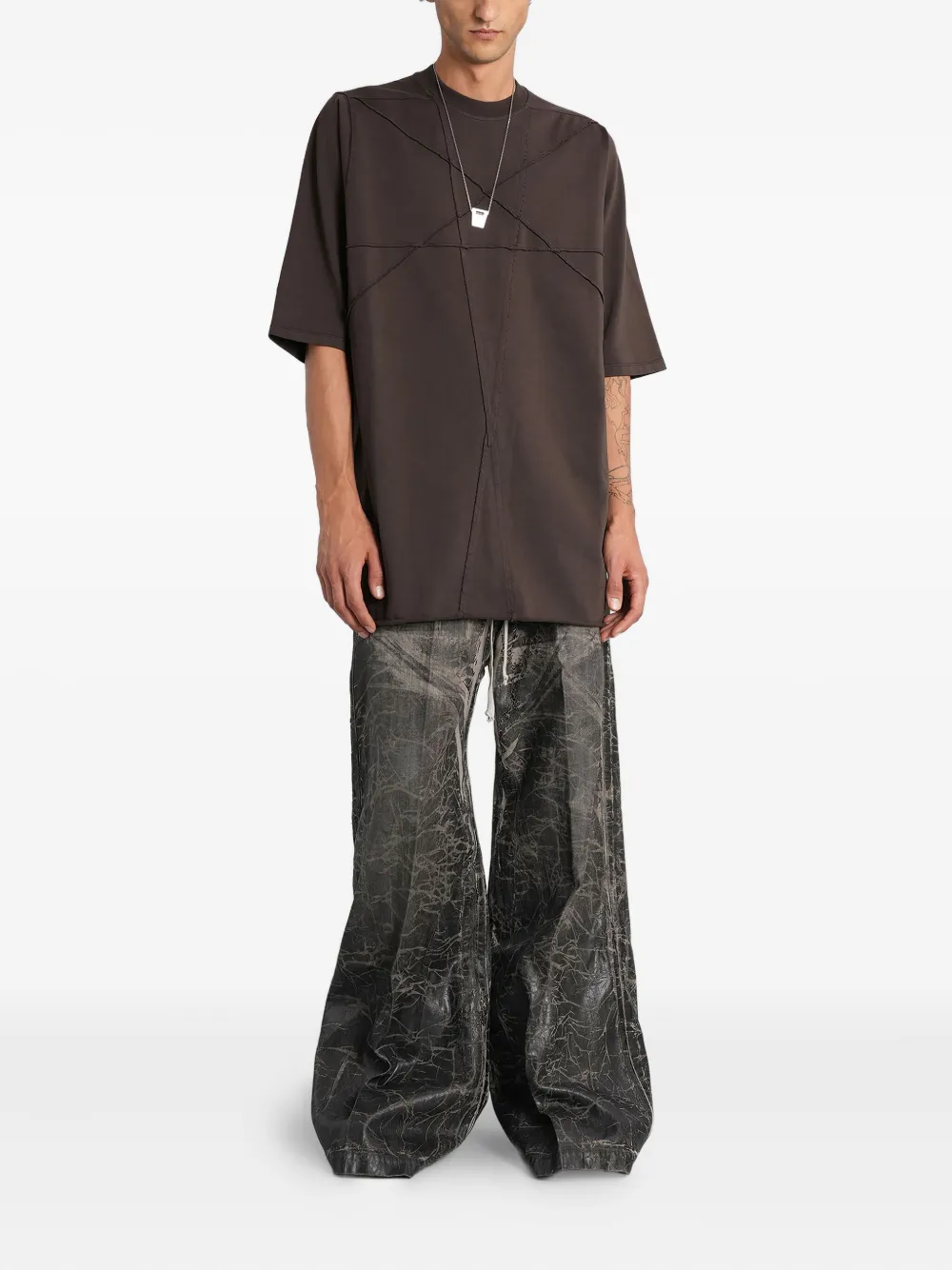 Rick Owens DRKSHDW seam-detailing T-shirt - Bruin