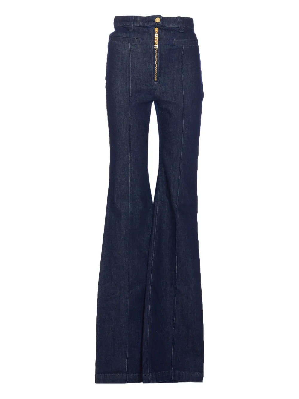 Elisabetta Franchi High Waist Flared Denim Jeans Trousers In Blue