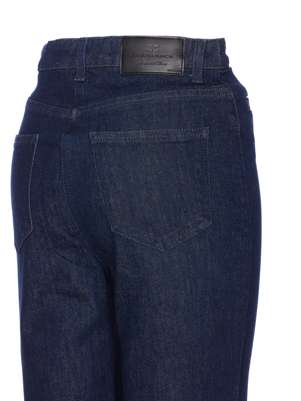 Elisabetta Franchi High Waist Flared Denim Jeans Trousers In Blue