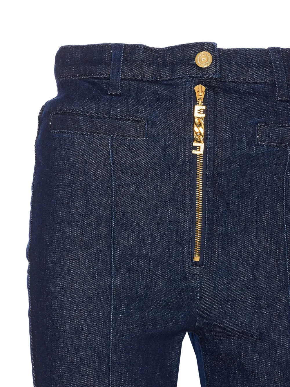 Elisabetta Franchi High Waist Flared Denim Jeans Trousers In Blue