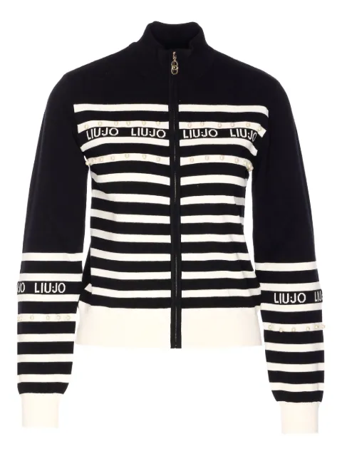 LIU JO pearl-embellished striped cardigan