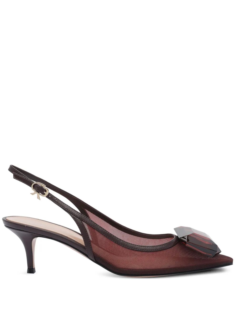 Gianvito Rossi 55 mm Jaipur mesh slingback pumps Rood