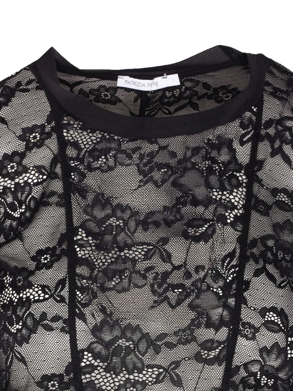 Patrizia Pepe Top met bloemenkant K103 BLACK