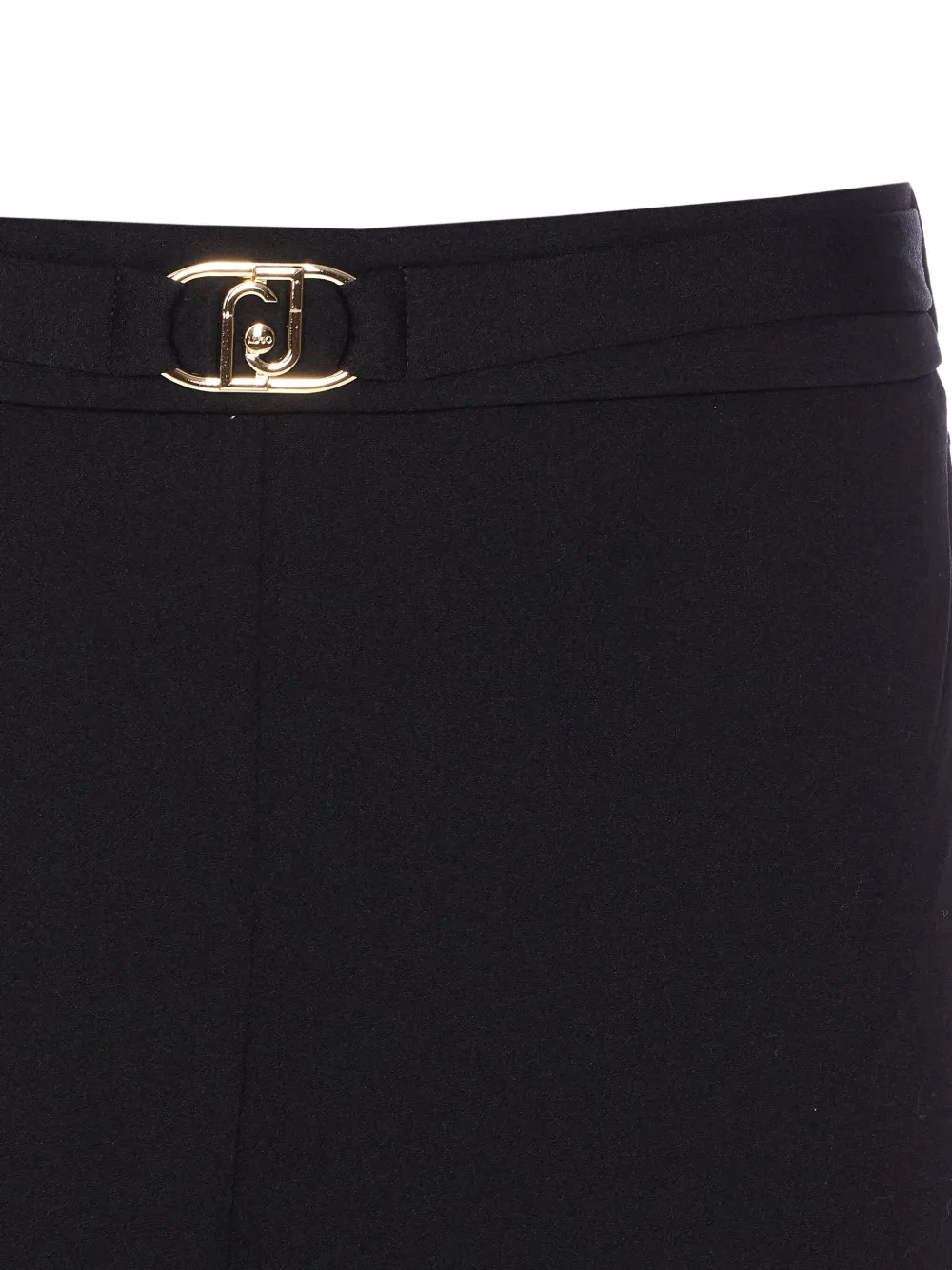 Liu •jo Logo-plaque Elasticized-waist Trousers In Black