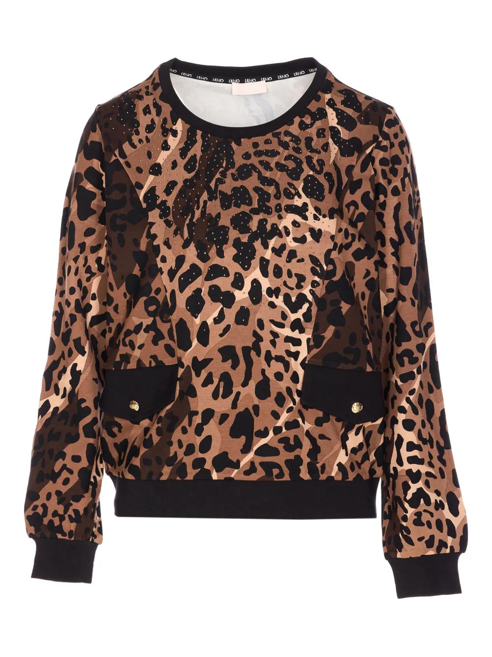 Liu •jo Leopard-print Embellished Sweater In Brown