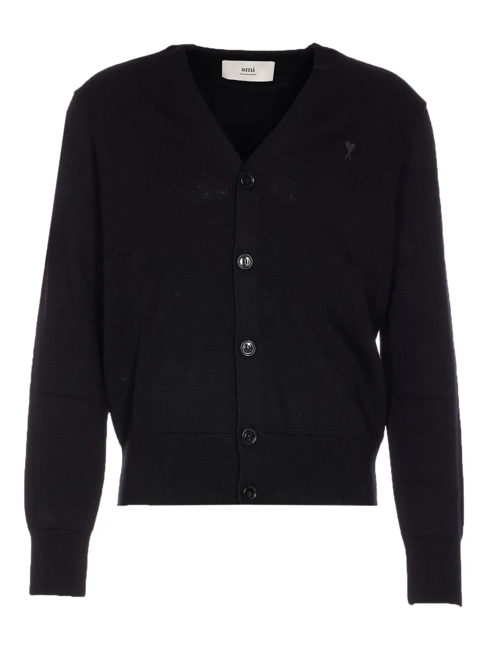 AMI Paris buttoned V-neck cardigan | Black | Image 1