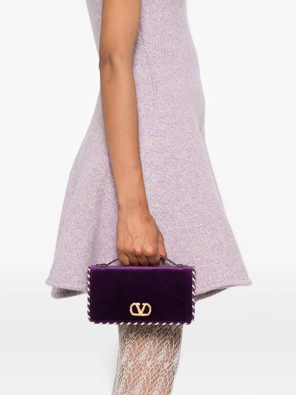 Valentino Garavani small VlLogo Signature clutch bag - Paars