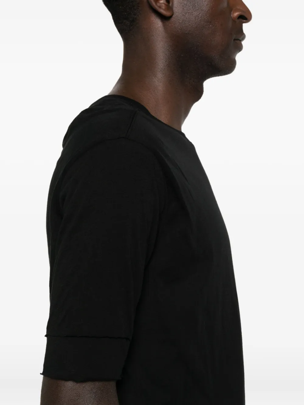 Thom Krom Gerafeld T-shirt met ronde hals Zwart