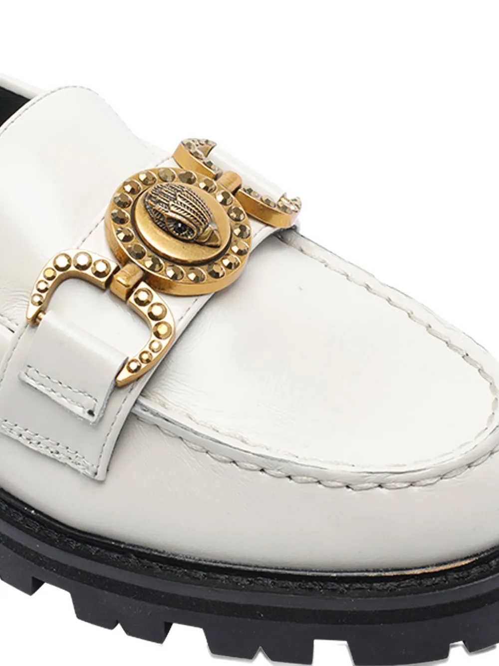 Kurt Geiger Embellished Round-toe Loafers In White